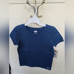 Levi's Dark Blue Lace-Textured Short Sleeve Top